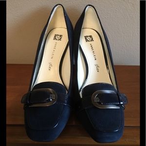 Anne Klein Blue Suede High Heel Shoes